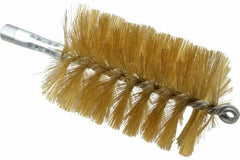 Schaefer Brush - 4-1/2" Brush Length, 3" Diam, Double Stem, Single Spiral Tube Brush - 8" Long, Brass, 1/4" NPSM Male Connection - Apex Tool & Supply