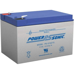 Power-Sonic - Lead-Acid, Quick-Disconnect Tab Terminal, 12 Volt, 12 Amp, Lead Rechargeable Battery - 1/4" Tab Width x 0.8mm Tab Thickness, 3.86" Wide x 3.7" High x 5.95" Deep - Apex Tool & Supply