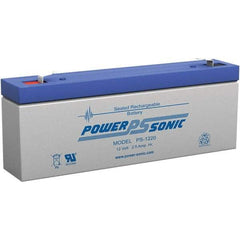 Power-Sonic - Lead-Acid, Quick-Disconnect Tab Terminal, 12 Volt, 2.5 Amp, Lead Rechargeable Battery - 3/16" Tab Width x 0.8mm Tab Thickness, 1.38" Wide x 2.36" High x 7" Deep - Apex Tool & Supply