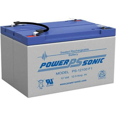 Power-Sonic - Lead-Acid, Quick-Disconnect Tab Terminal, 12 Volt, 12 Amp, Lead Rechargeable Battery - 1/4" Tab Width x 0.8mm Tab Thickness, 4" Wide x 3.7" High x 5.95" Deep - Apex Tool & Supply