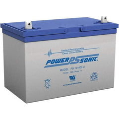 Power-Sonic - Lead-Acid, Nut/Bolt Terminal, 12 Volt, 75 Amp, Lead Rechargeable Battery - 6mm Hole Diam, 13mm Tab Thickness, 6.6" Wide x 8.15" High x 12" Deep - Apex Tool & Supply