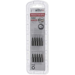 Wiha - 1/4" Drive T10 Torx Screwdriver Bit - 1" OAL, Insert Bit - Apex Tool & Supply