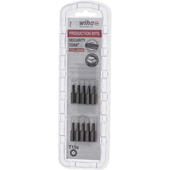 Wiha - 1/4" Drive T15 Tamperproof Torx Screwdriver Bit - 1" OAL, Tamper Resistant Bit - Apex Tool & Supply