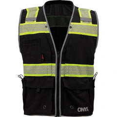 GSS Safety - Size L Black Mesh/Solid General Purpose High Visibility Vest - Apex Tool & Supply