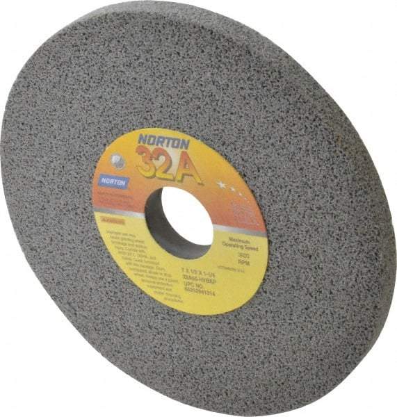Norton - 7" Diam x 1-1/4" Hole x 1/2" Thick, H Hardness, 60 Grit Surface Grinding Wheel - Aluminum Oxide, Type 1, Medium Grade, 3,600 Max RPM, Vitrified Bond, No Recess - Apex Tool & Supply