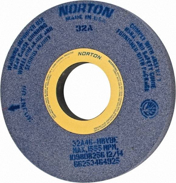 Norton - 16" Diam x 5" Hole x 1-1/2" Wide Centerless & Cylindrical Grinding Wheel - 46 Grit, Aluminum Oxide, Type 1, Coarse Grade, Vitrified Bond, No Recess - Apex Tool & Supply