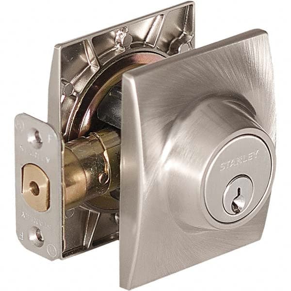 Stanley - Deadbolts Type: Single Cylinder Door Thickness Range: 1-3/8 - 1-3/4 - Apex Tool & Supply