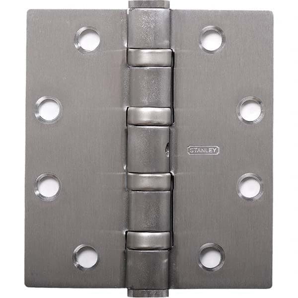 Stanley - 4-1/2" Long x 4-1/2" Wide Grade 1 Brass Full Mortise Ball Bearing Commercial Hinge - Apex Tool & Supply