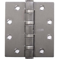 Stanley - 4-1/2" Long x 4-1/2" Wide Grade 1 Brass Full Mortise Ball Bearing Commercial Hinge - Apex Tool & Supply