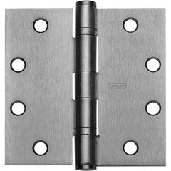 Stanley - 4-1/2" Long x 4-1/2" Wide Grade 1 Steel Full Mortise Ball Bearing Commercial Hinge - Apex Tool & Supply