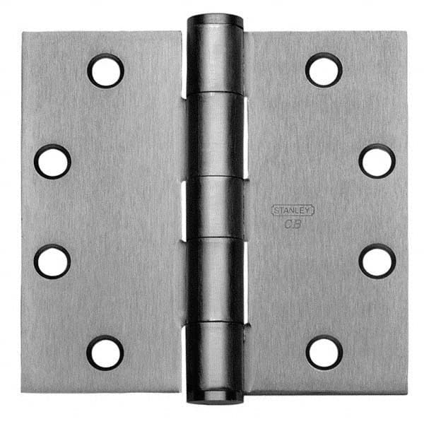 Stanley - 4-1/2" Long x 5" Wide Grade 1 304 Stainless Steel Full Mortise Ball Bearing Commercial Hinge - Apex Tool & Supply