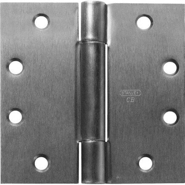 Stanley - 4-1/2" Long x 4-1/2" Wide Grade 1 Steel Full Mortise Ball Bearing Commercial Hinge - Apex Tool & Supply