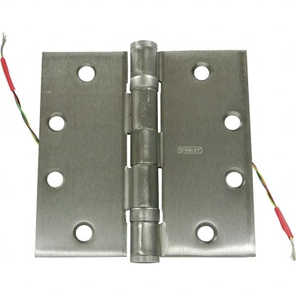Stanley - 4" Long x 4-1/2" Wide Grade 1 Steel Full Mortise, Concealed Electric Commercial Hinge - Apex Tool & Supply