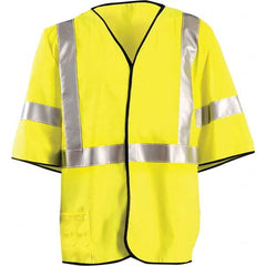 OccuNomix - Size 5XL Flame Resistant Hi-Vis Yellow Mesh General Purpose High Visibility Vest - Apex Tool & Supply