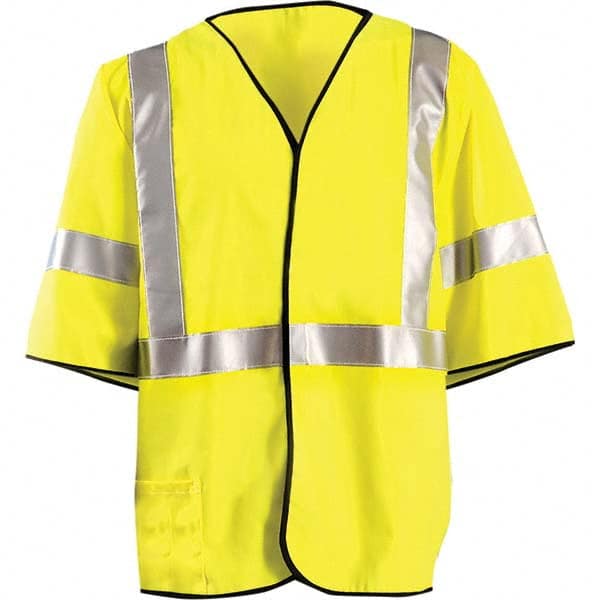OccuNomix - Size 4XL Flame Resistant Hi-Vis Yellow Mesh General Purpose High Visibility Vest - Apex Tool & Supply
