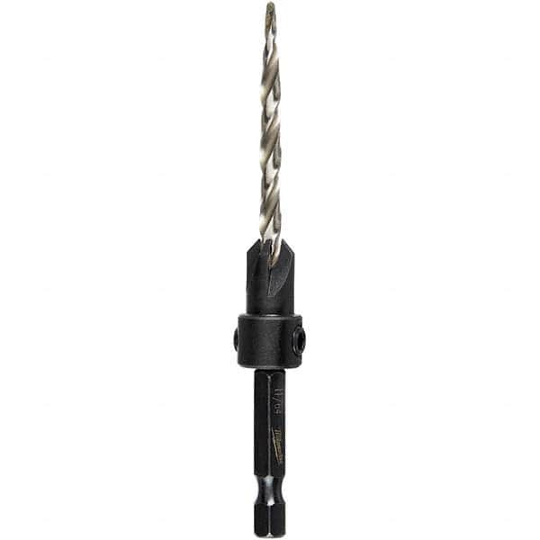 Milwaukee Tool - Adjustable-Depth Drill Countersinks Cutter Head Diameter (Wire): #8 Cutter Head Diameter (Inch): 1/4 - Apex Tool & Supply