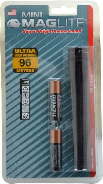 Mag-Lite - Krypton Bulb, 14 Lumens, Mini Flashlight - Black Aluminum Body, 2 AA Alkaline Batteries Included - Apex Tool & Supply