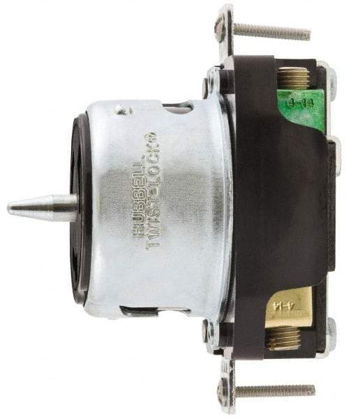 Hubbell Wiring Device-Kellems - 480 VAC, 50 Amp, Self Grounding Receptacle - 2 Poles, 3 Wire, Female End, Black - Apex Tool & Supply