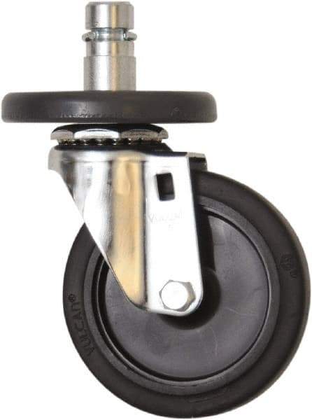 Eagle MHC - 4" Diam x 1" Wide x 6-3/4" OAH Stem Mount Swivel Caster - Rubber, 125 Lb Capacity, Plain Bearing, 1" Round Stem - Apex Tool & Supply
