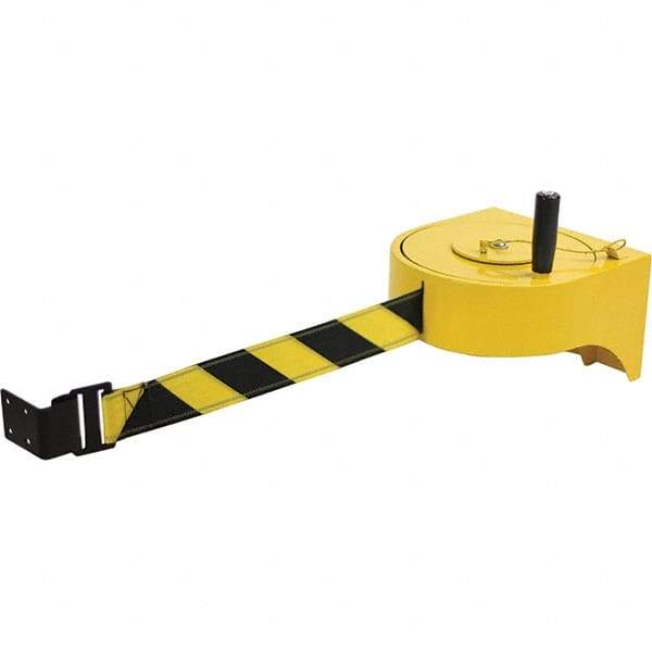 Tensator - 5-1/2" High x 8-1/2" Long x 9" Wide Retractable Barrier Belt - Yellow Powdercoat Finish, Yellow, Use with Wall Mount - Apex Tool & Supply