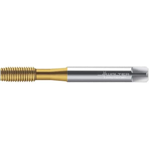 Walter-Prototyp - M2.5x0.45 DIN 2174 6HX 2.310 Thread Limit Semi-Bottoming Thread Forming Tap - Powdered Metal High Speed Steel, TiN Finish, 51.17mm OAL, 4mm Thread Length, Right Hand Thread, Series TC420 - Exact Industrial Supply