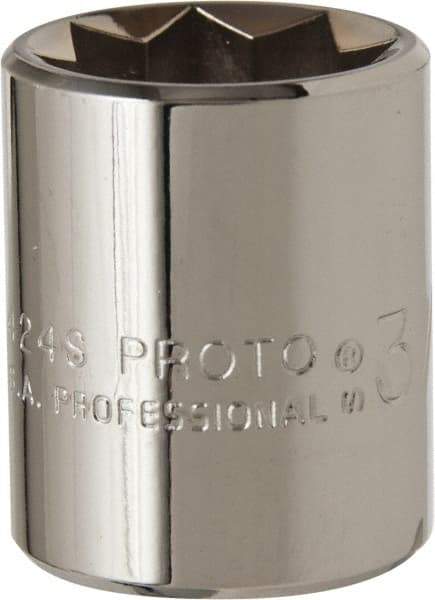 Proto - 3/4", 1/2" Drive, Standard Hand Socket - 8 Points, 1-1/2" OAL, Alloy Steel, Chrome Finish - Apex Tool & Supply