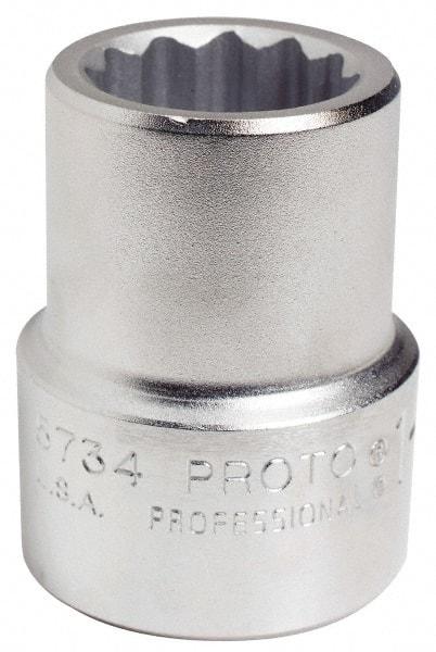 Proto - 1-1/16", 1" Drive, Standard Hand Socket - 12 Points, 2-7/16" OAL - Apex Tool & Supply