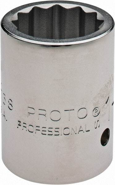 Proto - 1-3/16", 1" Drive, Standard Hand Socket - 12 Points, 2-7/16" OAL - Apex Tool & Supply