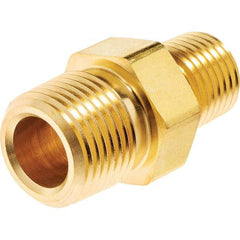 USA Sealing - 1/2 x 1/4" Brass Pipe Reducing Hex Nipple - Apex Tool & Supply