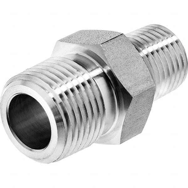 USA Sealing - 1/2 x 1/8" 316 Stainless Steel Pipe Reducing Hex Nipple - Apex Tool & Supply