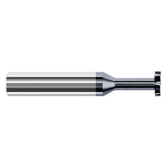 Staggered Tooth - 0.5000″ (1/2″) Cutter Diameter × 0.2500″ (1/4″) Width × 0.7500″ (3/4″) Neck Length Carbide Square Stagger Keyseat Cutter, 8 Flutes, AlTiN Coated - Exact Industrial Supply
