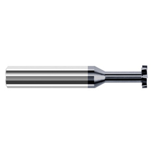 Staggered Tooth - 0.5000″ (1/2″) Cutter Diameter × 0.0620″ (1/16″) Width × 0.7500″ (3/4″) Neck Length Carbide Square Stagger Keyseat Cutter, 8 Flutes, AlTiN Coated - Exact Industrial Supply
