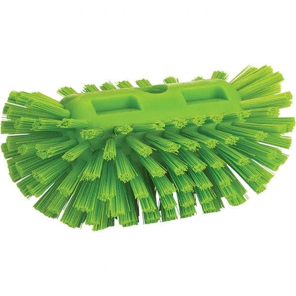 Vikan - 1-1/2" Bristle Length, Polyester Utility Scrub Brush - 8" Long x 5-1/2" Wide Head, 8" OAL, Green, Polypropylene Block - Apex Tool & Supply