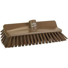 Vikan - 1-1/2" Bristle Length, Polyester Cleaning & Finishing Brush - 9-5/8" Long x 5" Wide Head, 9.6" OAL, Brown, Polypropylene Block - Apex Tool & Supply
