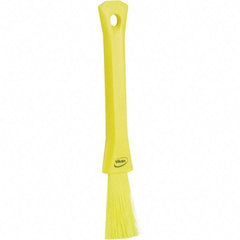 Vikan - 2-1/4" Bristle Length, Polyester Detail Brush - 1-1/4" Long x 0.4" Wide Head, 8.07" OAL, Ergonomic Handle, Yellow, Polypropylene Block - Apex Tool & Supply
