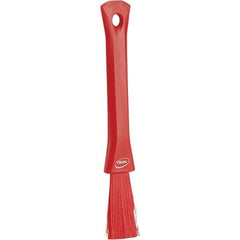 Vikan - 2-1/4" Bristle Length, Polyester Detail Brush - 1-1/4" Long x 0.4" Wide Head, 8.07" OAL, Ergonomic Handle, Red, Polypropylene Block - Apex Tool & Supply