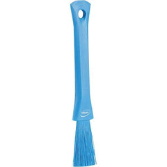 Vikan - 2-1/4" Bristle Length, Polyester Detail Brush - 1-1/4" Long x 0.4" Wide Head, 8.07" OAL, Ergonomic Handle, Blue, Polypropylene Block - Apex Tool & Supply