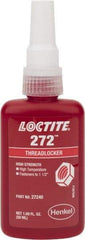 Loctite - 50 mL Bottle, Red, High Strength Liquid Threadlocker - Series 272, 24 hr Full Cure Time, Hand Tool, Heat Removal - Apex Tool & Supply
