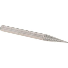M.A. Ford - 1/8" Cut Diam, 1/8" Shank Diam, Cone Head Double Cut Burr - Carbide, Point End, 7/16" LOC, 1-1/2" OAL - Apex Tool & Supply