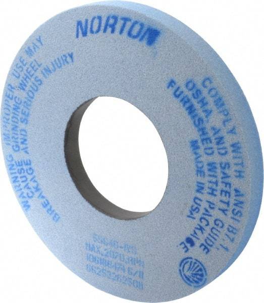 Norton - 12" Diam x 5" Hole x 1" Thick, I Hardness, 46 Grit Surface Grinding Wheel - Ceramic, Type 1, Coarse Grade, 2,070 Max RPM, Vitrified Bond, No Recess - Apex Tool & Supply