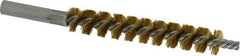 Schaefer Brush - 4" Brush Length, 5/8" Diam, Double Stem, Single Spiral Tube Brush - 6-1/4" Long, Brass, 12-24 Female Connection - Apex Tool & Supply