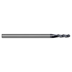 ‎0.08″ Dia. × 1/8″ Shank × 0.24″ DOC × 1-1/2″ OAL, Carbide AlTiN, 3 Flute, Ballnose End Mill - Exact Industrial Supply