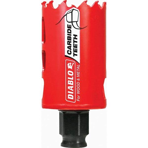 Freud - 1-5/8" Diam, 2-3/8" Cutting Depth, Hole Saw with Mandrel - Carbide-Tipped Saw, Toothed Edge - Apex Tool & Supply