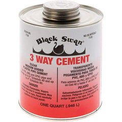 Black Swan - 1 Qt Medium Bodied Cement - Clear, Use with ABS, PVC & CPVC up to 6" Diam - Apex Tool & Supply