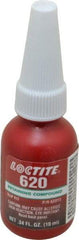 Loctite - 10 mL Bottle, Green, Medium Strength Liquid Retaining Compound - Series 620, 24 hr Full Cure Time, Heat Removal - Apex Tool & Supply