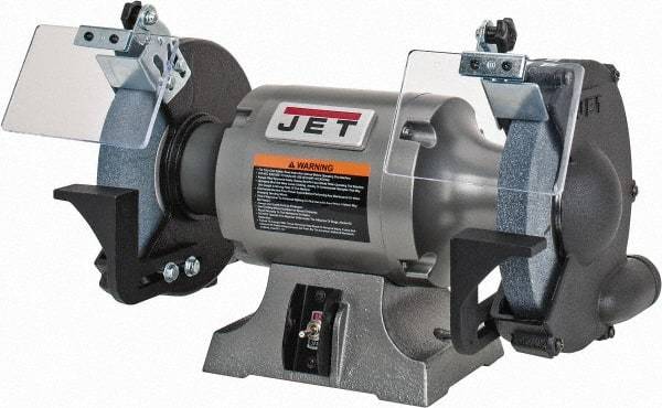 Jet - 8" Wheel Diam x 1" Wheel Width, 1 hp Grinder - 5/8" Arbor Hole Diam, 1 Phase, 3,450 Max RPM, 115 Volts - Apex Tool & Supply