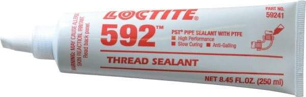 Loctite - 250 mL Tube, White, Medium Strength Paste Threadlocker - Series 592, 72 hr Full Cure Time, Hand Tool, Heat Removal - Apex Tool & Supply