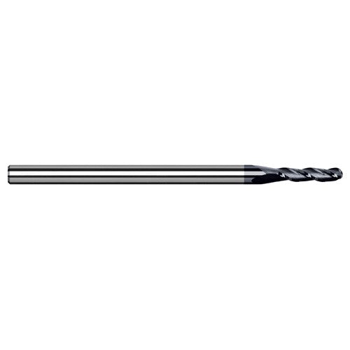 ‎5/64″ Dia. × 1/8″ Shank × 15/64″ DOC × 1-1/2″ OAL, Carbide AlTiN, 3 Flute, Ballnose End Mill - Exact Industrial Supply