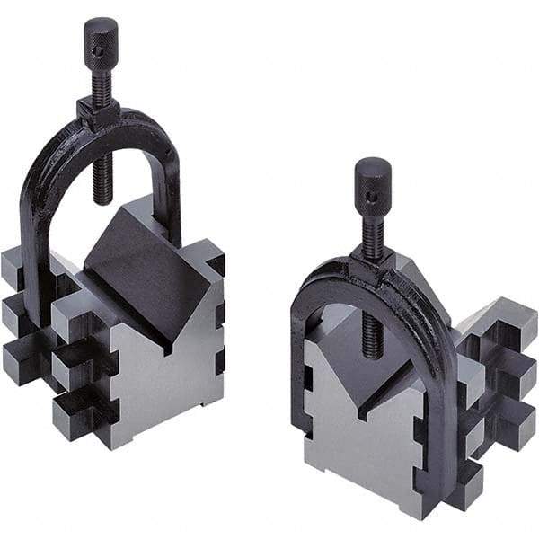 TESA Brown & Sharpe - 2" Max Capacity, 90° Angle, Hardened Steel V-Block - 2-1/2" Long x 2-1/2" Wide x 2" High, Sold as 2 Block Set - Apex Tool & Supply