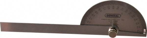 General - 6 Inch Long Blade, 180° Max Measurement, 1° Dial Graduation, Round Head Protractor - Accuracy Up to 1°, 0 to 180 Dial Range - Apex Tool & Supply